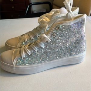 Rhinestone embellished hi top sneaker
